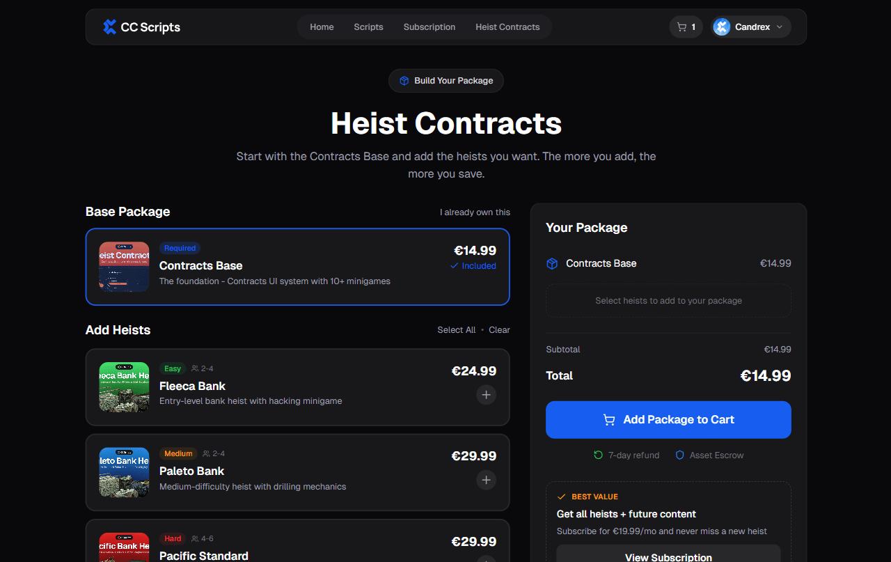 Heist package builder walkthrough