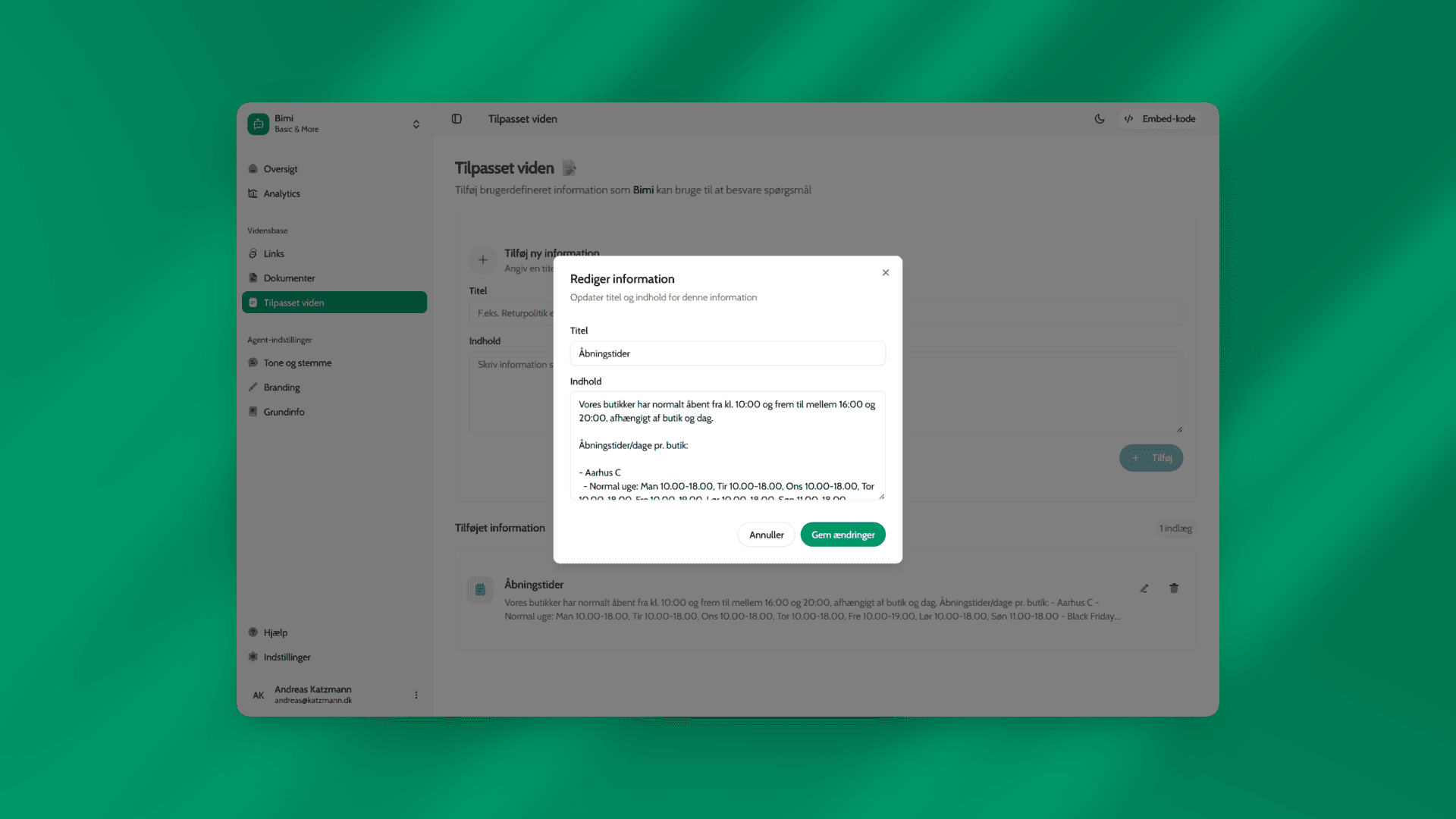 Chatbot configuration interface