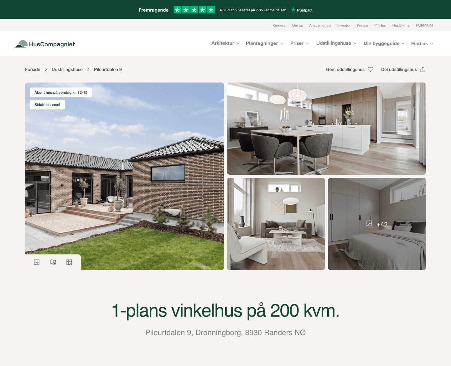 A display-house detail page leading with a hero image and photo tiles