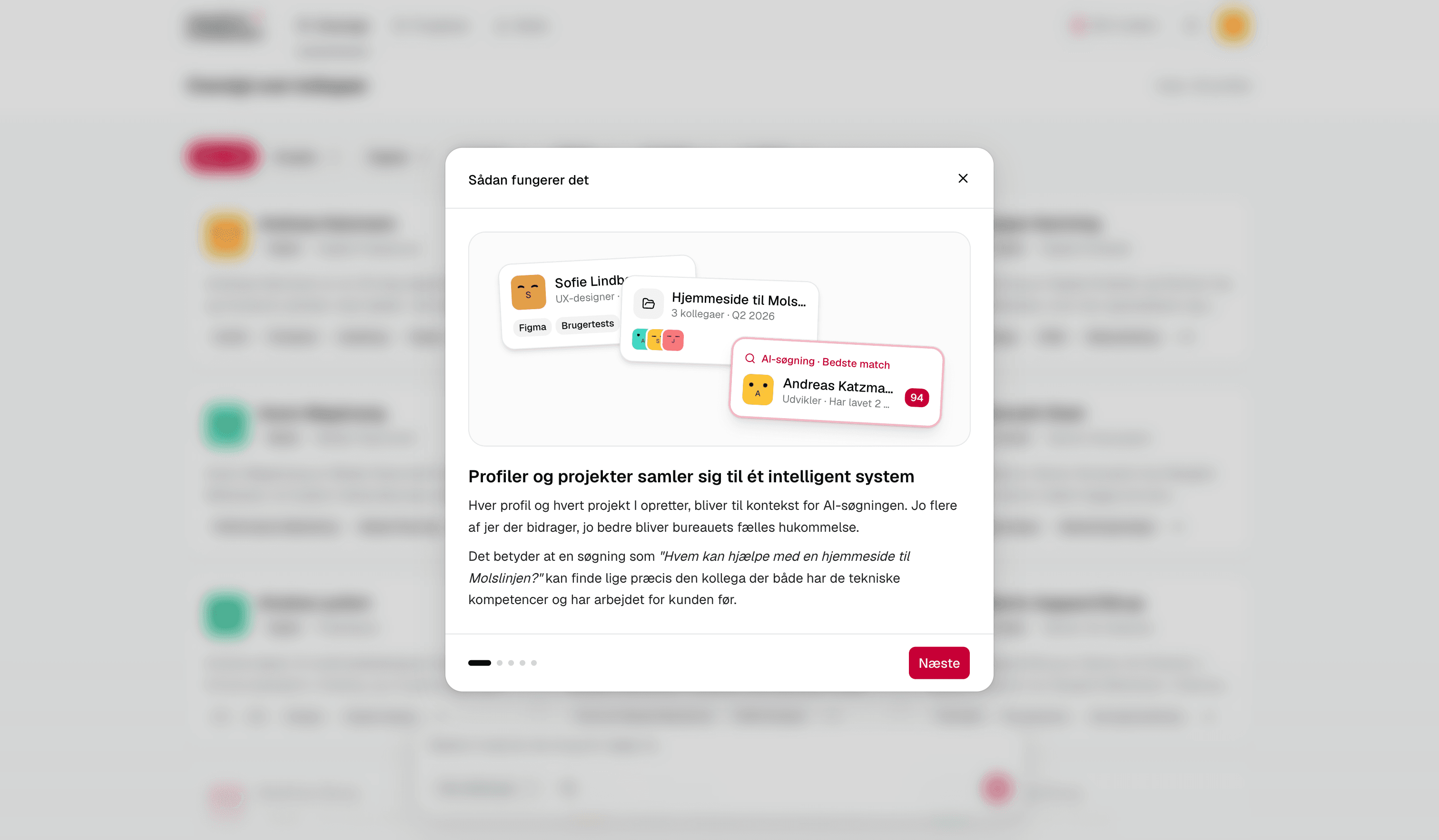 Guide step 1 — profiles and projects form one intelligent system