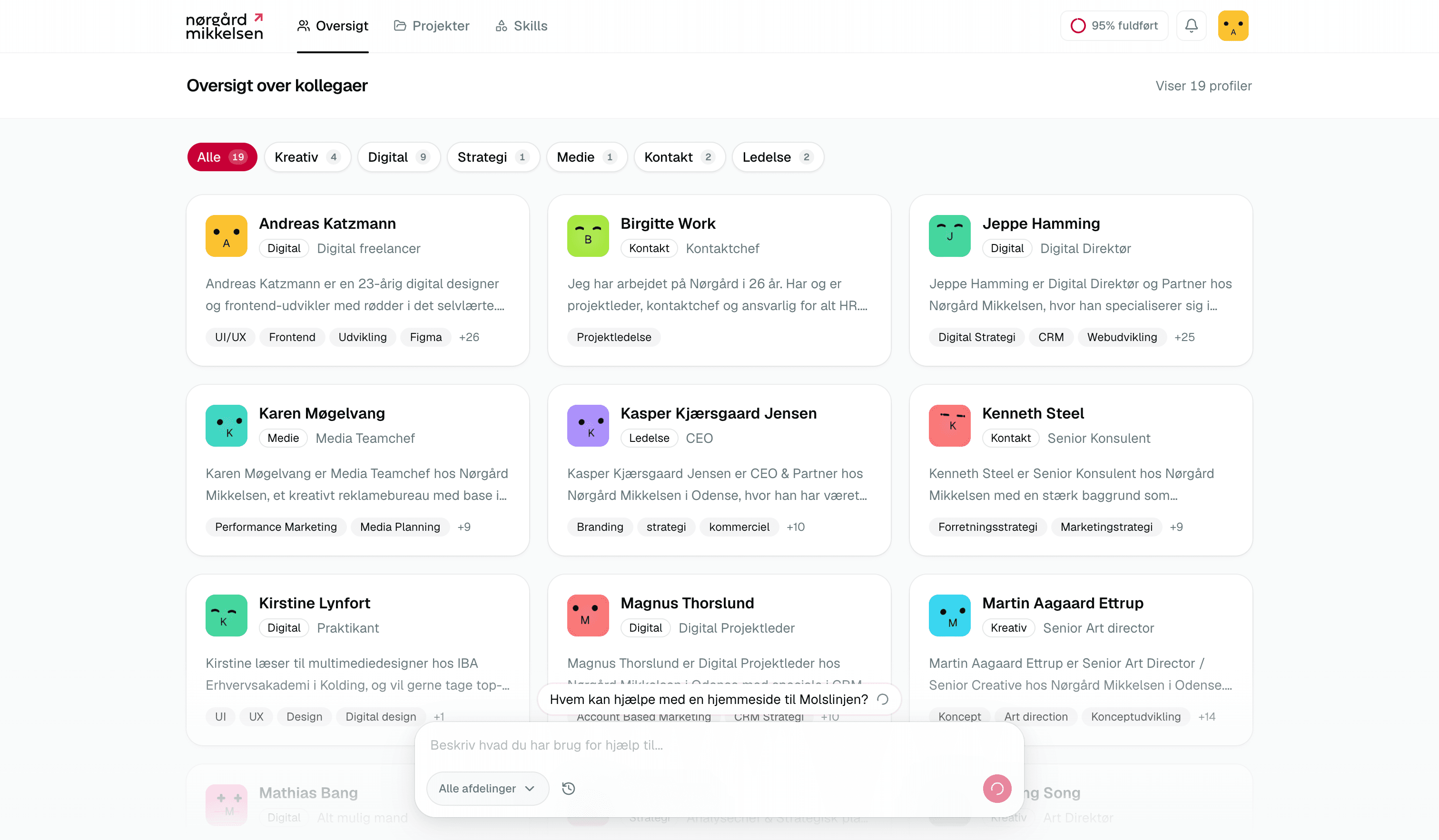 Searching NM Skills in plain language over the colleague overview
